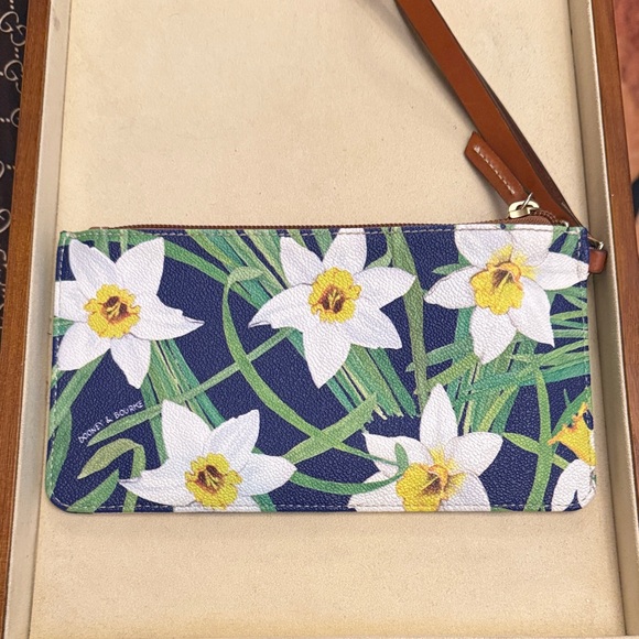 Dooney & Bourke Blue Floral Wristlet with Brown Accents - Picture 3 of 8